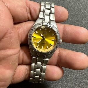CG Ladies Quartz Watch Silver Tone Gold Dial Working New Battery